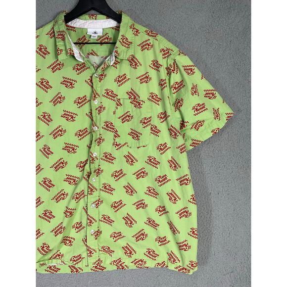 Disney Pixar Pizza Planet Aloha Button-Up Shirt XXL Green Short Sleeve - Picture 10 of 10